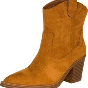 TOP MODA Heaven Western Ankle Booties Stitched Cowboy Women's Boots Tan Size 7